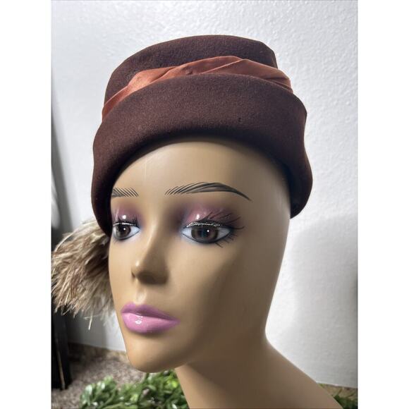 Early 1900’s Gage Brothers & Co Antique Tilt Hat Feathers Satin Velvet - Picture 3 of 16